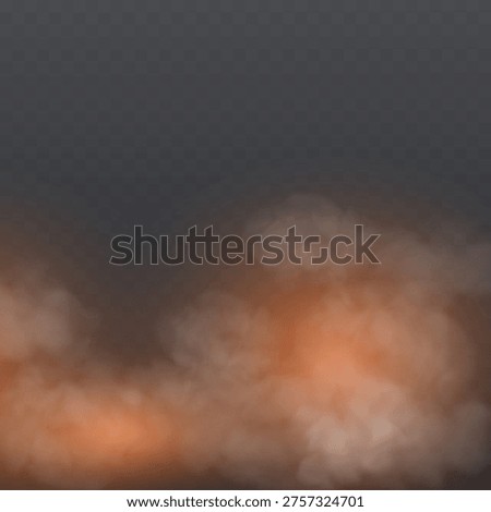 Rising warm smoke plume with glowing amber haze and soft drifting mist.