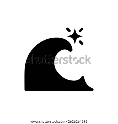 Rising wave with light symbolizing manifestation of dreams black icon