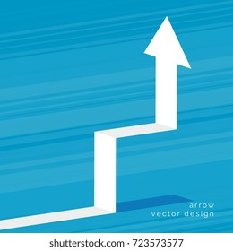 rising white 3d arrow on blue background