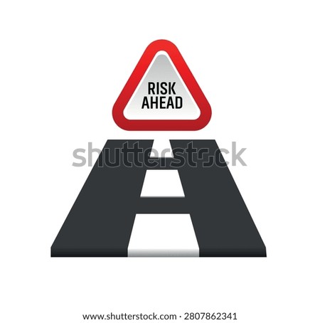 risk ahead sign on white background