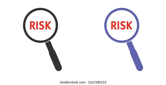 Risk Analysis, Risk Assessment Vector Icon In Modern Flat Design Isolated On White Background In Two Different Styles. Vector Illustration Eps10.