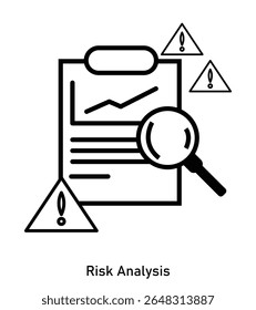 Risk analysis chart with warning alert triangle icon
