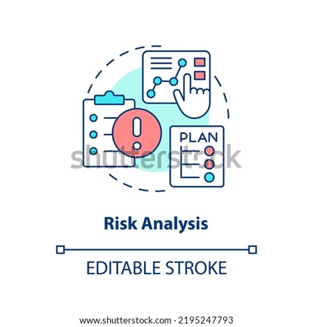Risk analysis concept icon. Estimate possible risks. Crisis management plan component abstract idea thin line illustration. Isolated outline drawing. Editable stroke. Arial, Myriad Pro-Bold fonts used