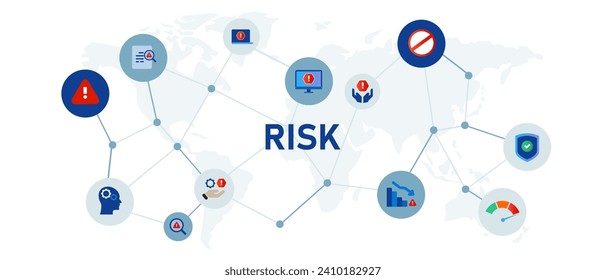 risk analysis danger probability bad management business low reduce icon set header graphic