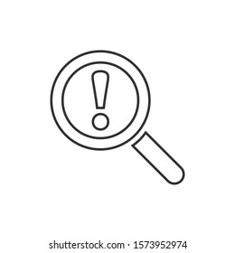 Risk Analysis Icon In Flat Style. Exclamation Magnifier Vector Illustration On White Isolated Background. Attention Business Concept.