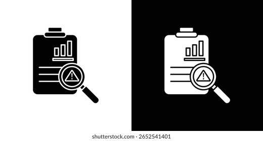 Risk analysis icon in flat version on black and white background