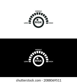 Risk analysis icon isolated of flat style design. Vector illustration on black and white version. Risk meter icon.
