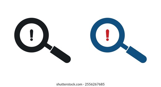 Risk analysis icon set in black and colored versions.