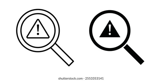 Risikoanalysesymbole in schwarz gefülltem und umrissenem Stil