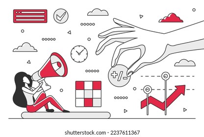 Risk analysis management. Risk assessment, development strategy vector monocolor illustration