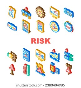 risk analyst business icons set vector. market corporate, stock data, finance plan, investment graph, technology, account risk analyst business isometric sign illustrations