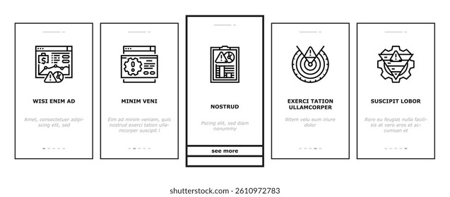 risk analyst business onboarding mobile vector data market, account technology, digital bank, network information, corporate online risk analyst business illustrations