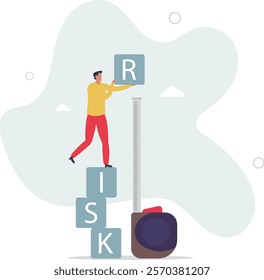 Risk assessment, analyze potential danger level, measure money loss acceptable for investing, control or limit loss concept.flat characters.