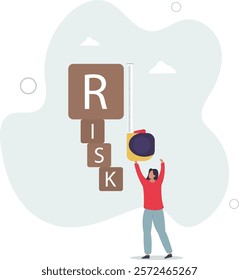 Risk assessment, analyze potential danger level, measure money loss acceptable for investing, control or limit loss concept.flat characters.