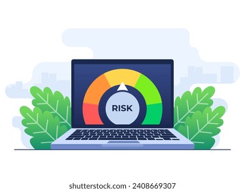 Concepto de evaluación de riesgos modelo de ilustración plana de la plantilla vectorial con velocímetro, Gestión de riesgos
