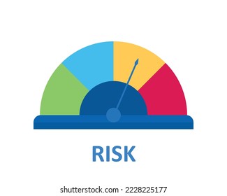 risk assessment concept icon with bar gauge speedometer with modern flat style