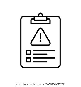 Risk assessment icon with warning sign and checklist clipboard