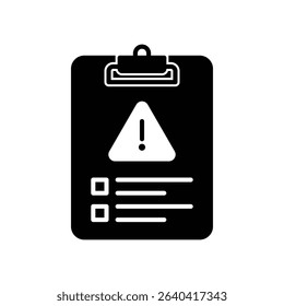 Risk assessment icon with warning sign and checklist clipboard