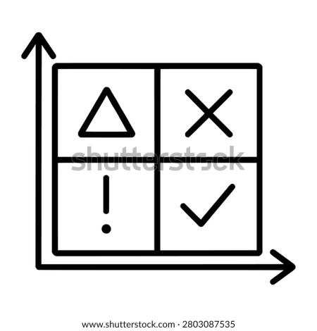 Risk Assessment Matrix Line Icon representing risk assessment matrix, suitable for web interfaces, presentations, reports, apps, and clean vector design projects