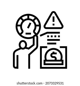 vector de icono de línea de inicio de evaluación de riesgos. signo de inicio de evaluación de riesgo. símbolo de contorno aislado ilustración negra