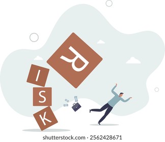 Risk averse, avoid or minimize risk, run away from uncertainty, fear or safety decision for investment,flat characters.