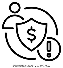 Ilustración vectorial de línea de ícono adverso al riesgo