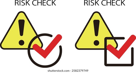Risk check image illustration, warning and check marks