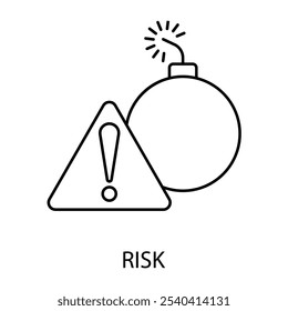 Icono de línea de concepto de riesgo. Ilustración de elemento simple. diseño de símbolo de esquema de concepto de riesgo.