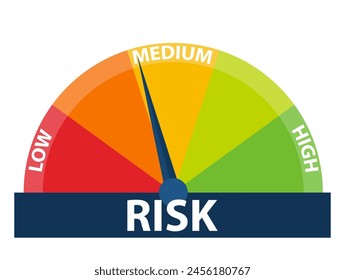 Risk concept on speedometer. Vector icon vector illustration concept image icon. Vector illustration in flat style.