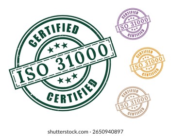 Risk Control Certification Stamp Set, ISO 31000 Compliance Label Vectors