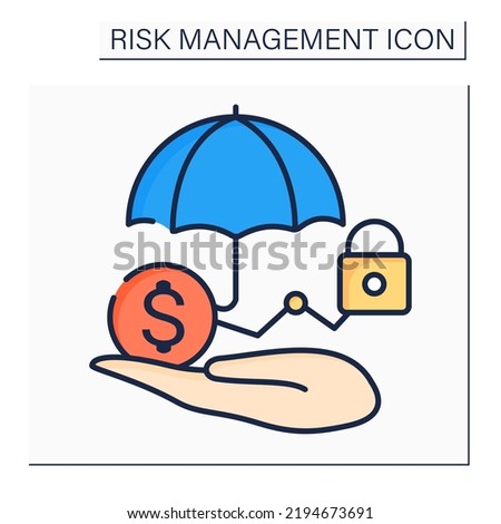 Risk control color icon. Loss control. Identifying potential losses. Devises strategies to reduce or terminate losses.Business concept. Isolated vector illustration