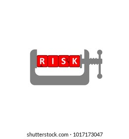 Risk control concept shows red cubes compressed by clamp