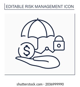 Risk control line icon. Loss control. Identifying potential losses. Devises strategies to reduce or terminate losses.Business concept. Isolated vector illustration. Editable stroke