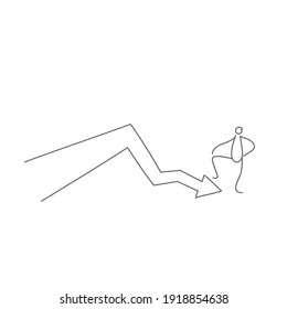 ilustración de control de riesgos y mitigación, l stick man pisa flecha de caída