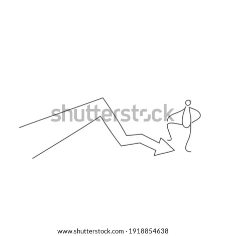 risk control and mitigation illustration ,  l stick man is stepping on downfall arrow