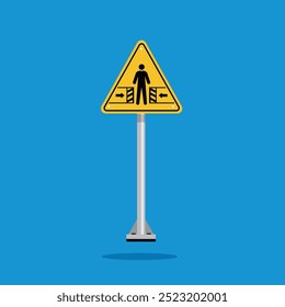 Riesgo de aplastar la señal de advertencia en el tablero triangular amarillo. Adecuado para carteles e iconos web