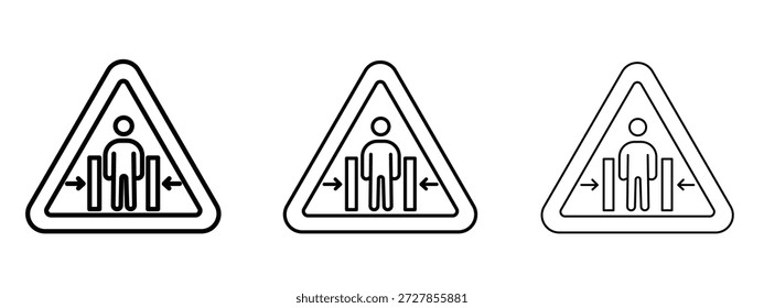 Risk of crushing warning sign vector Logo Design Template. Editable Stroke graphics.