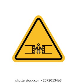 Risk of crushing warning sign in yellow color