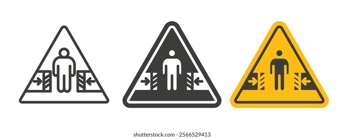 Risk of crushing warning signs collection for website design, app, UI design.