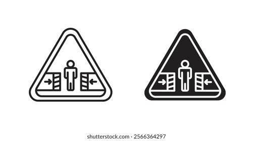 Risk of crushing warning signs in line stroke and flat versions