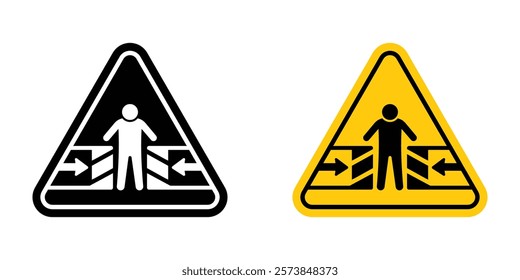 Risk of crushing warning signs vector set