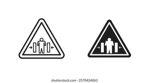 Risk of crushing warning vectors web signs set