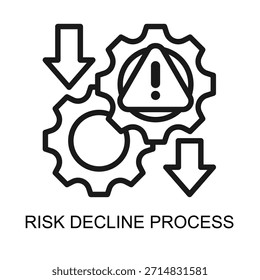 Línea de ícono de proceso de declinación de riesgo Ilustración vectorial