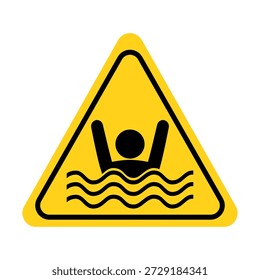 Warnschild Ertrinkungsgefahr, Vorsicht vor Ertrinkungszeichen, Warnschild Ertrinkungsgefahr. Flaches Vektorgrafik-Design