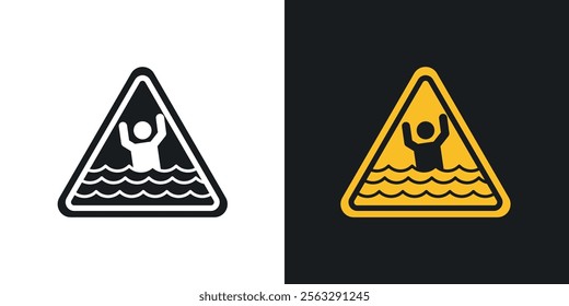 Risk of drowning warning sign pack for app and website ui designs.