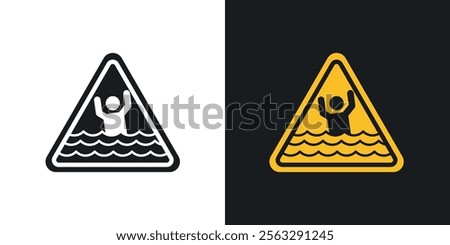 Risk of drowning warning sign pack for app and website ui designs.