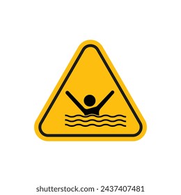 Risk of Drowning Warning Sign Vector Line Icon illustration.