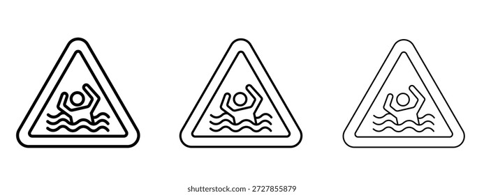 Riesgo de ahogamiento signo de advertencia Vector Logo Diseño Plantilla. Gráficos de trazo editables.