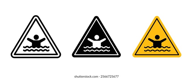Risk of drowning warning signs vector collection pack