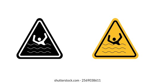 Risk of drowning warning signs vector graphic pack